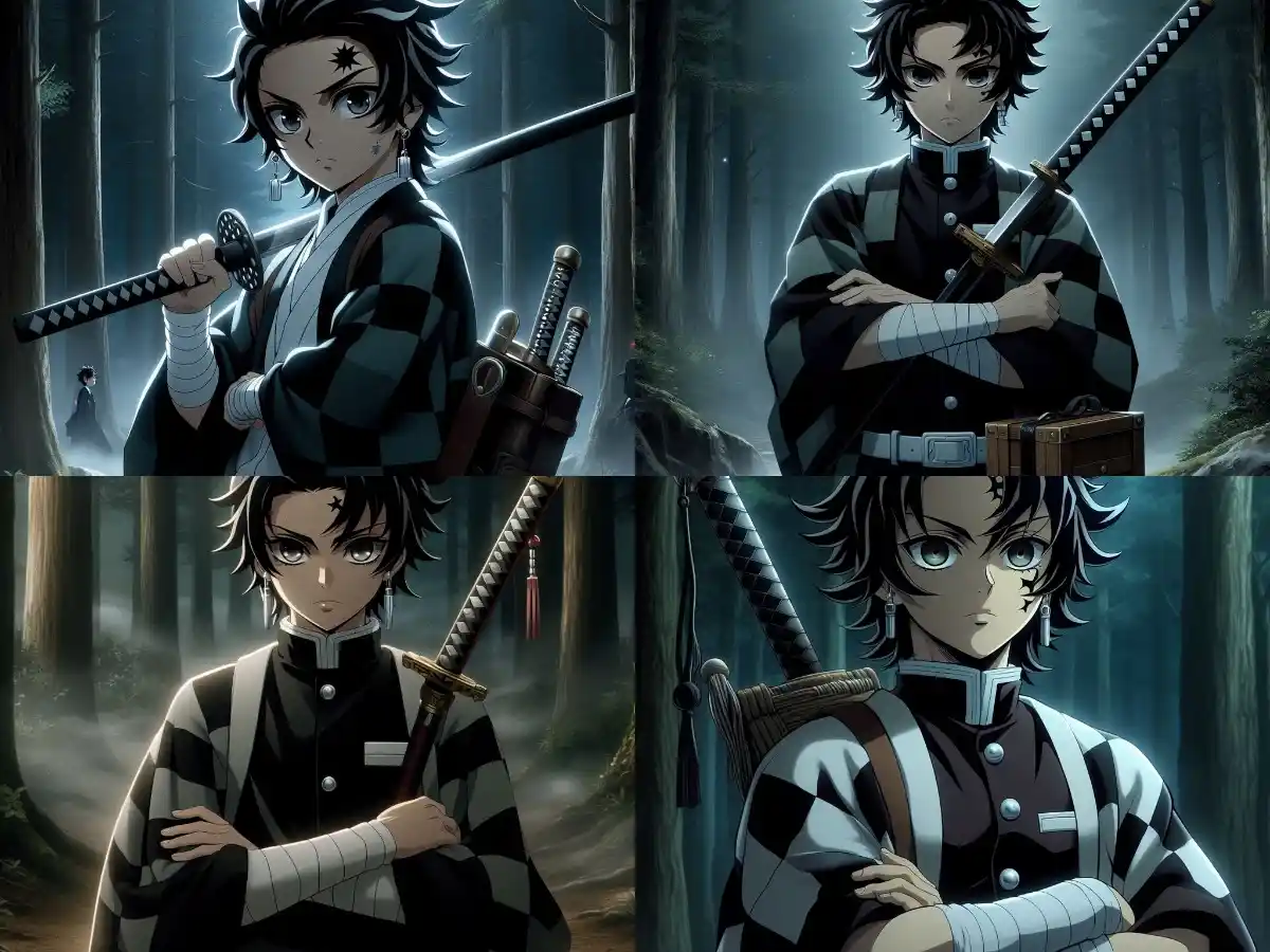 prompt ai gambar anime demon slayer
